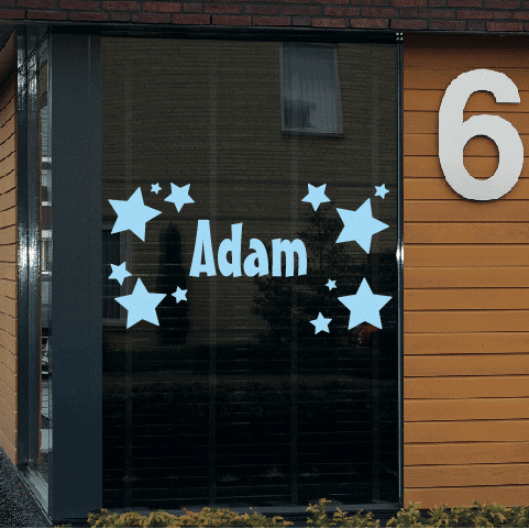 Geboortesticker op raam type Adam